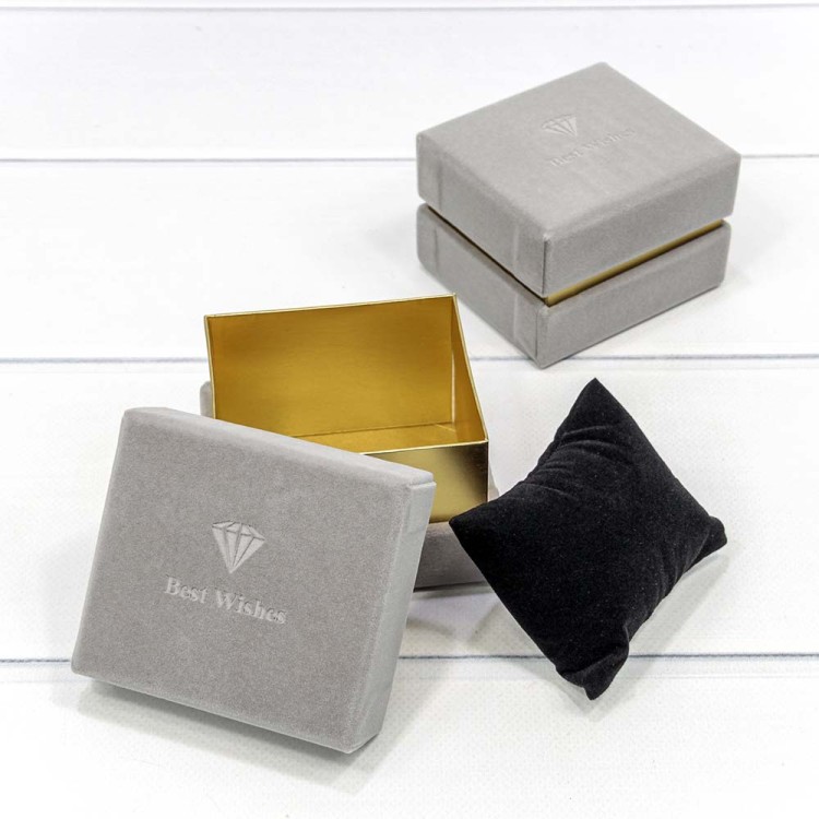 721164/4 Коробка Прямоугольная 8,9*7,9*6,5 бархатная Серый 1/6 1/120