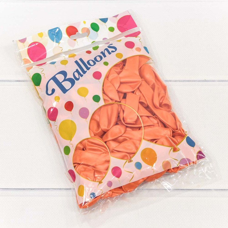 12600/13 Шарики воздушные из латекса "Металлик" 5"/13см (100 шт.) 1г Оранжевый 1/100