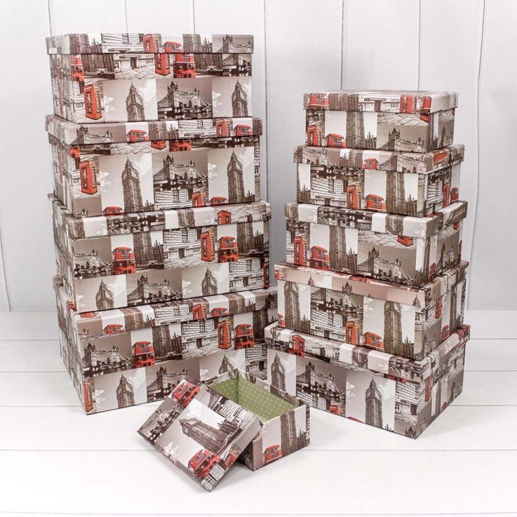 721604/595 Набор коробок 1/10 прямоугольный 34*26*15,3 см "Виды Лондона" 1/6