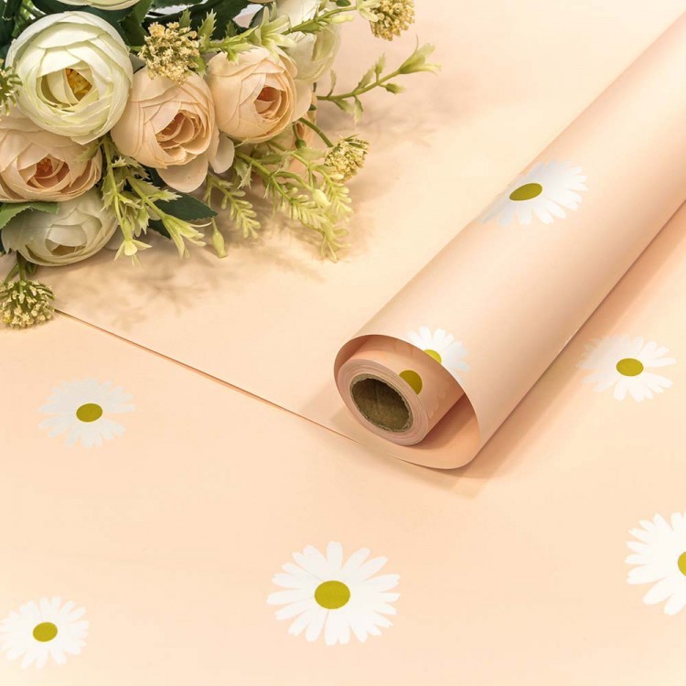 001386/2 Плёнка 0,58*10м матовая "Ромашки" 60мкм Персиковый 1/30 001386/2 Плёнка 0,58*10м матовая "Ромашки" 60мкм Персиковый 1/30