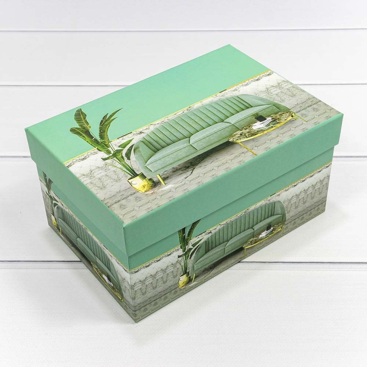 7213367/0413 Набор коробок Прямоугольные 1/3 22*15*11,5 "Интерьер" Аквамариновый 1/18