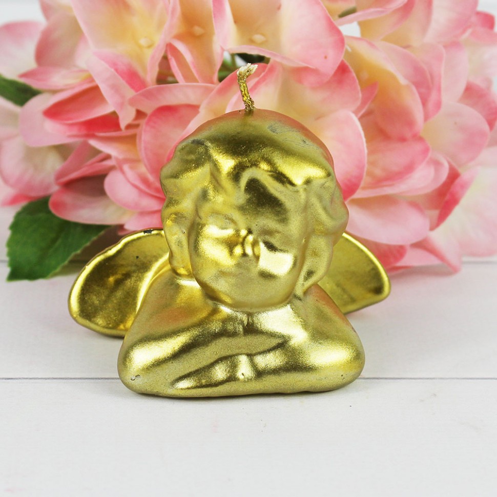 1809050002 МЕЧТАЮЩИЙ АНГЕЛОЧЕК Свеча парафиновая декоративная фигурная, золото