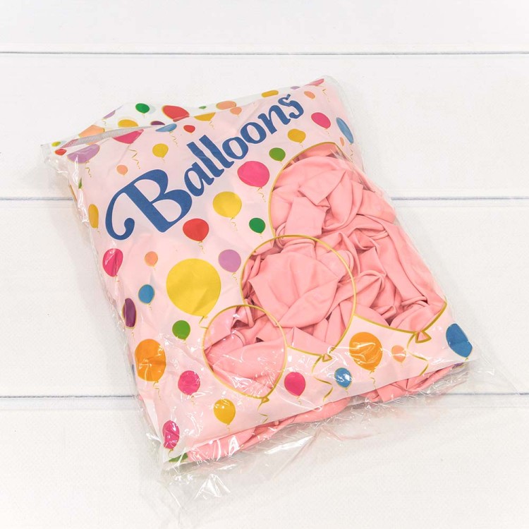 12200/13 Шарики воздушные из латекса "Пастель" 10"/25см (100 шт.) 2,2г Розовый 1/70