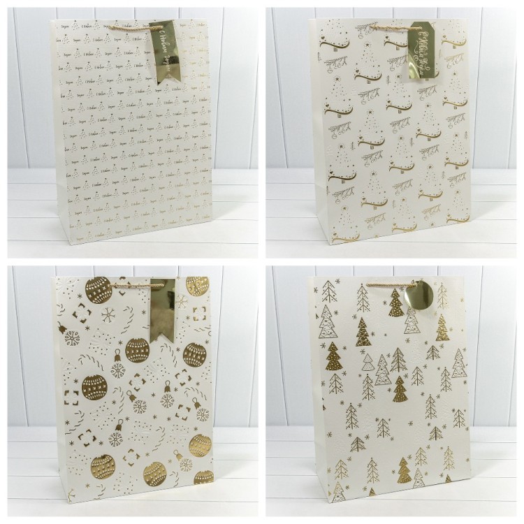 300382T Пакет подарочный "Новый год" с тиснением (микс) 40*55*20 1/20 1/60