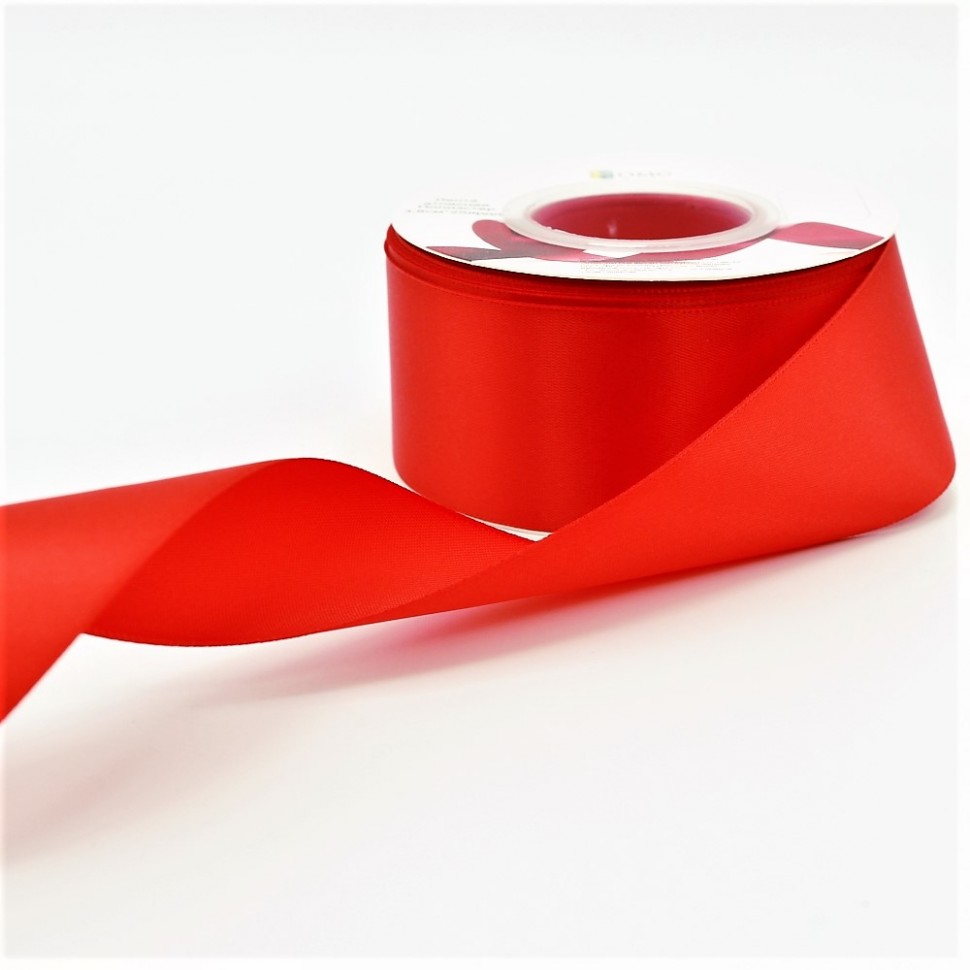 553-38/235 Лента атласная полиэстер класс А 3,8 см*25 ярдов красный
