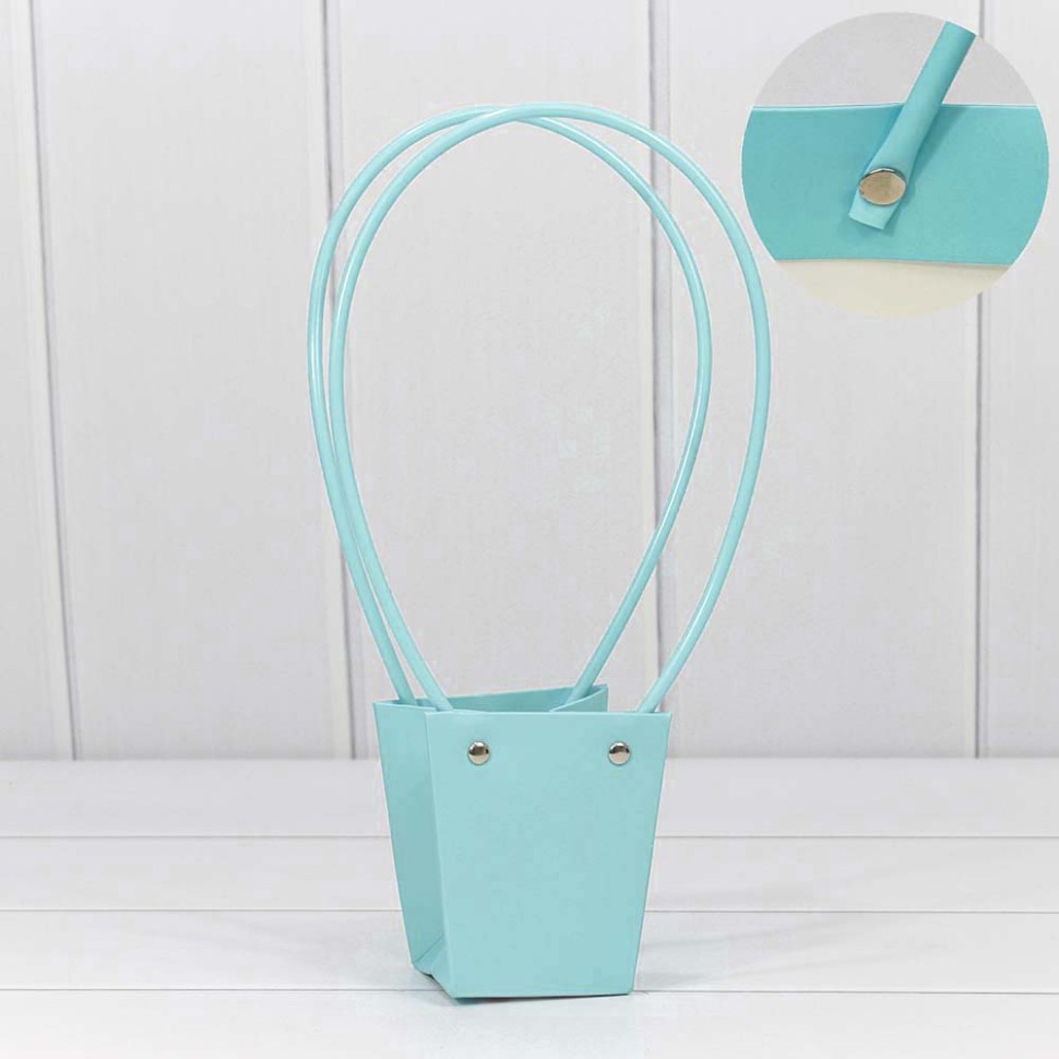 000171J/14 Пакет подарочный "Ваза для цветов" 10*9*6,5 Голубой 1/10 1/300