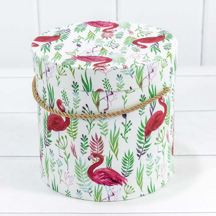 720130/25 Коробки Цилиндр Набор 1/3 18*17,2 "Фламинго на белом фоне" 1/12