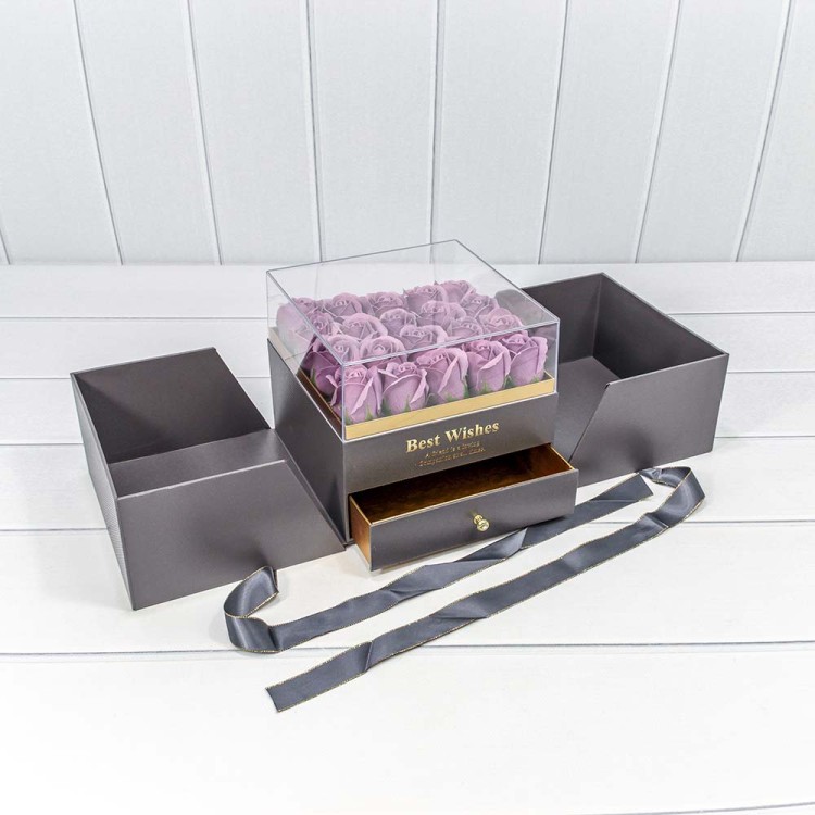 7202309/2 Коробка Квадратная 21*21*18 "Сюрприз" Серый 1/8