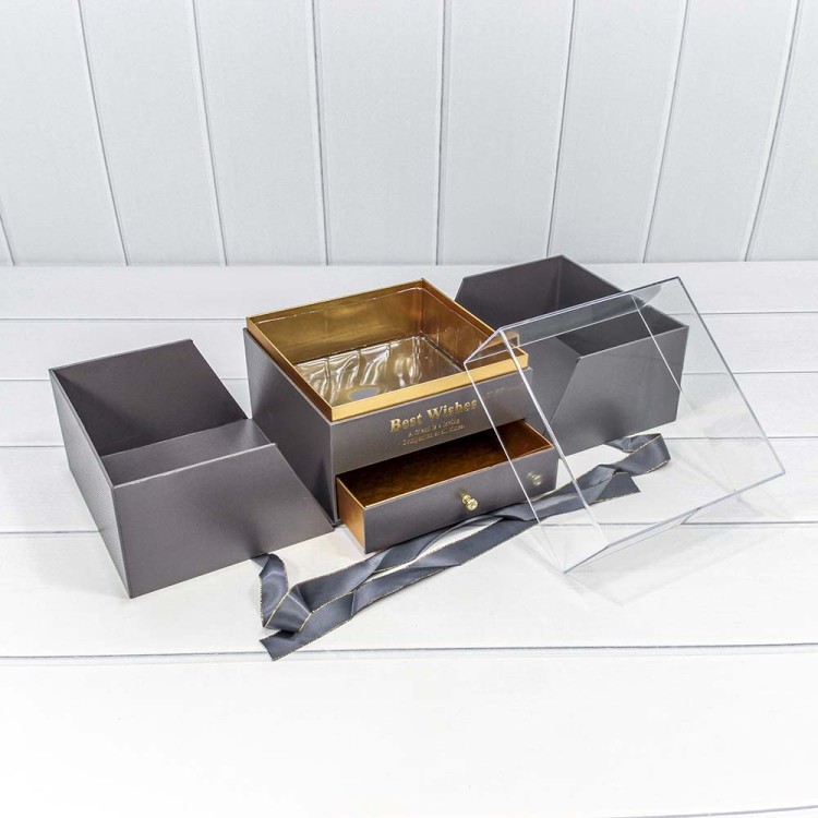 7202309/2 Коробка Квадратная 21*21*18 "Сюрприз" Серый 1/8