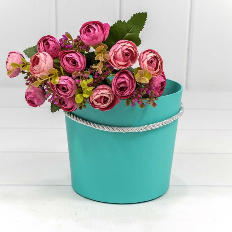 720745/4 Коробка "Ваза для цветов" 15*13 с ручкой Бирюзовый 1/10 1/120