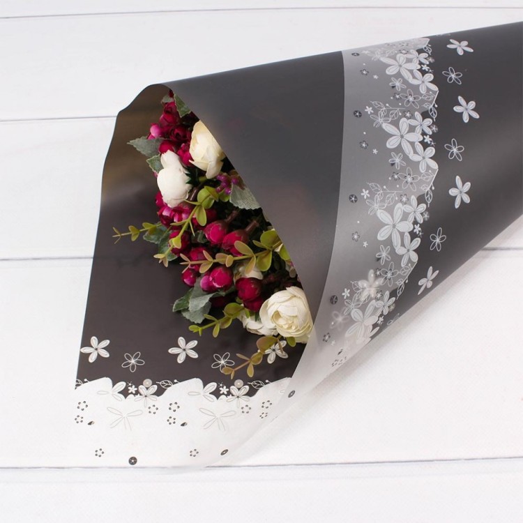 PPM2-7 Пленка матовая с цветочным рисунком 60*60 см темно-серая (20 листов) 1/100