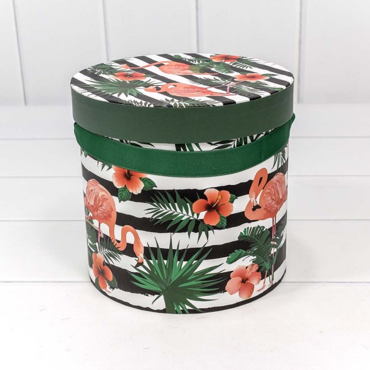 720112/48 Коробки Цилиндр Набор 1/3 18*17 "Фламинго на чёрно-белом фоне" 1/12