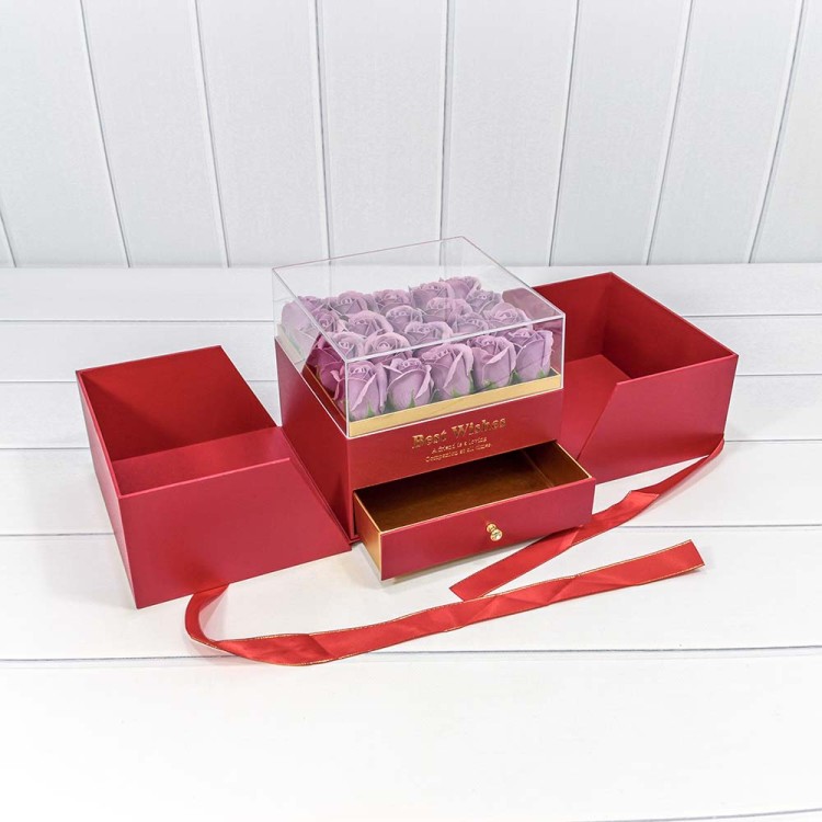 7202309/3 Коробка Квадратная 21*21*18 "Сюрприз" Красный 1/8