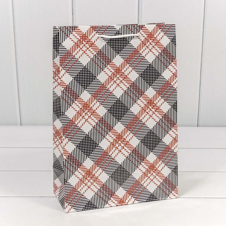 00038K Пакет подарочный "Клетки и полоски" (микс) 20*30*10 128г 1/20 1/360