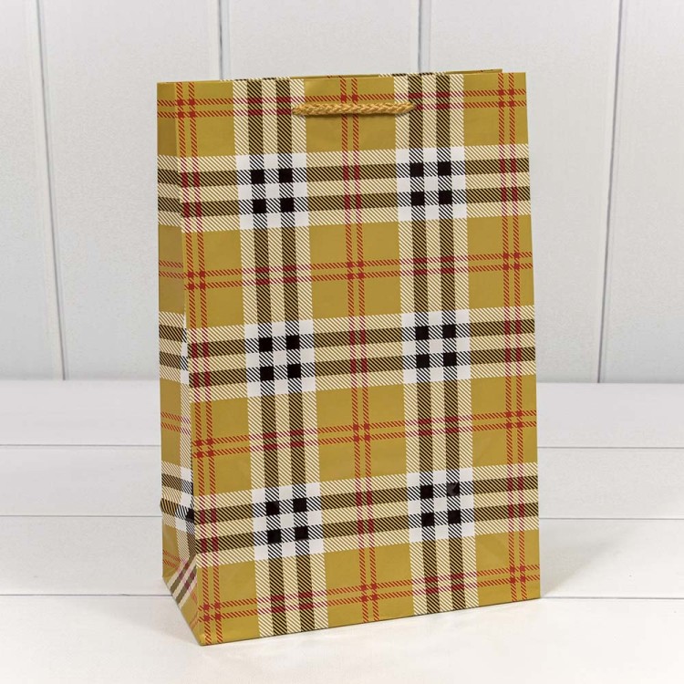 00038K Пакет подарочный "Клетки и полоски" (микс) 20*30*10 128г 1/20 1/360