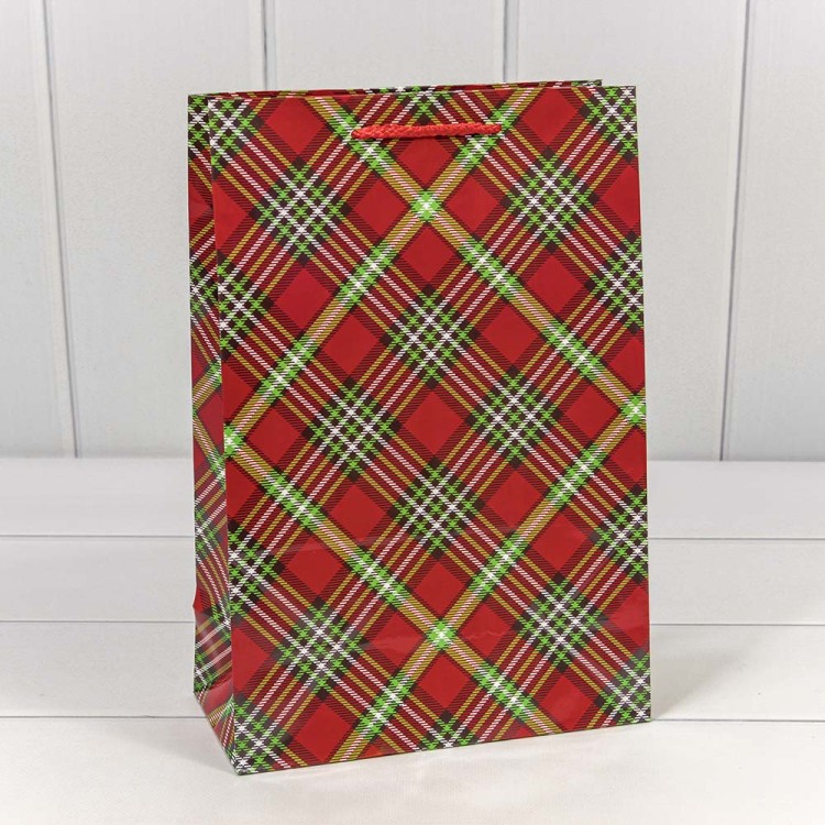 00038K Пакет подарочный "Клетки и полоски" (микс) 20*30*10 128г 1/20 1/360