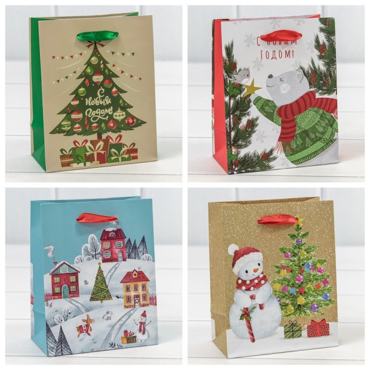 300430H Пакет подарочный "Новый год" (микс 430) 12*15*6,7 128г 1/20 1/600