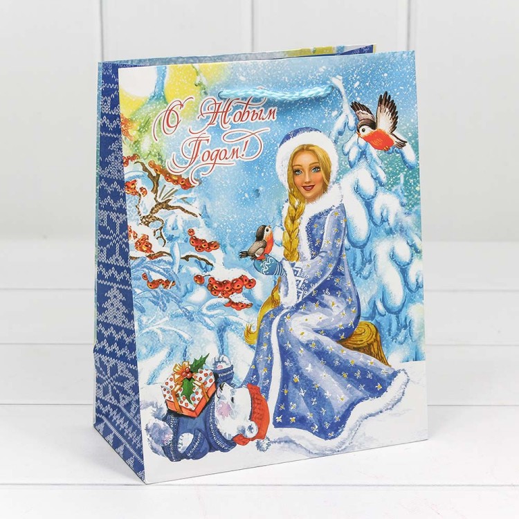 300374E Пакет подарочный "С новым годом!" (микс) 18*23*10 см 1/20 1/360
