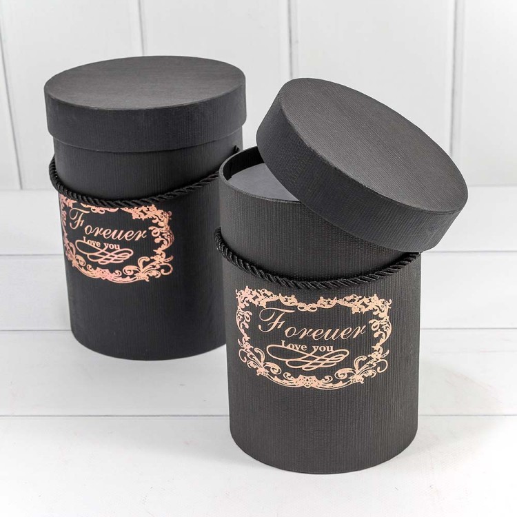 720708/8 Набор коробок 1/2 Цилиндр "Forever" 14*18,5 см черный 1/48