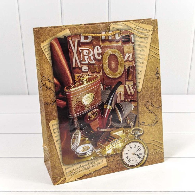 00044C Пакет подарочный "Мужской" глянцевый (микс) 26*32*10 1/20 1/360