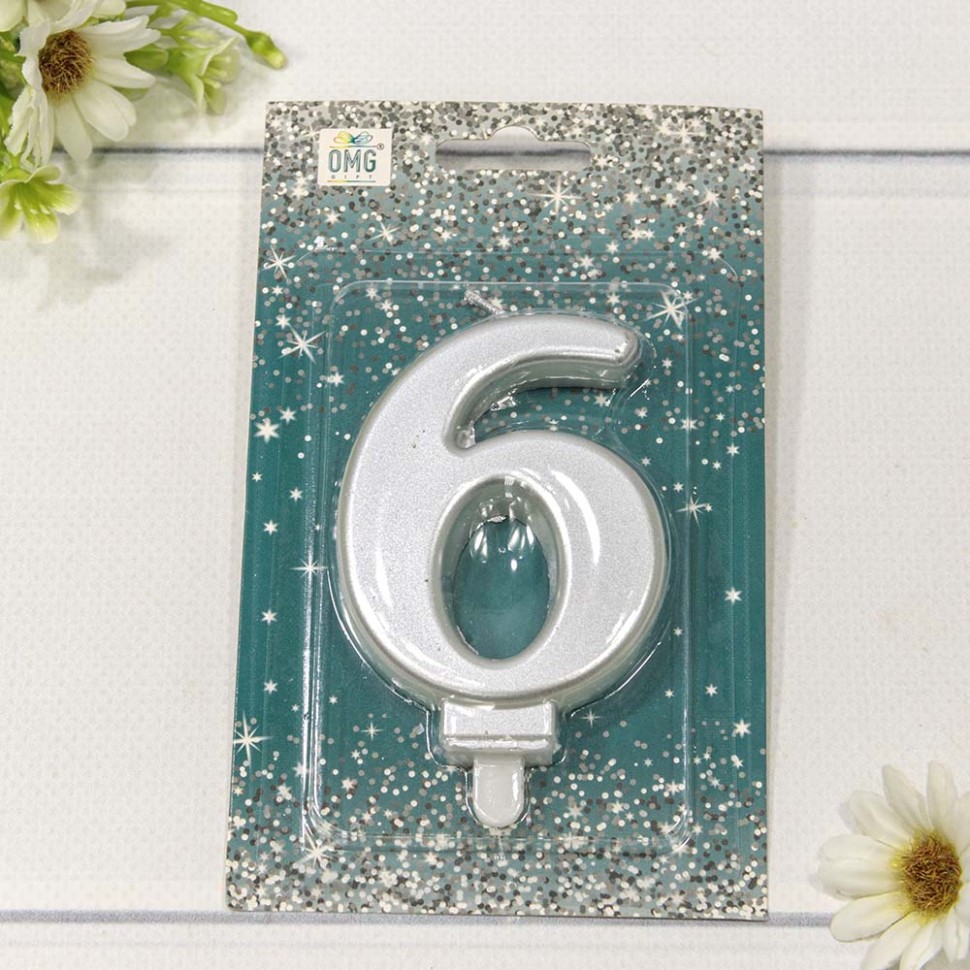 20010-71/6 Свеча для торта Цифра 6 "Гигант" 8см Серебряный 1/12 1/288 20010-71/6 Свеча для торта Цифра 6 "Гигант" 8см Серебряный 1/12 1/288