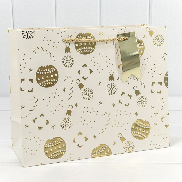 300382CA Пакет подарочный с тиснением "Новый год" (микс) 32*26*13 210г 1/20 1/120