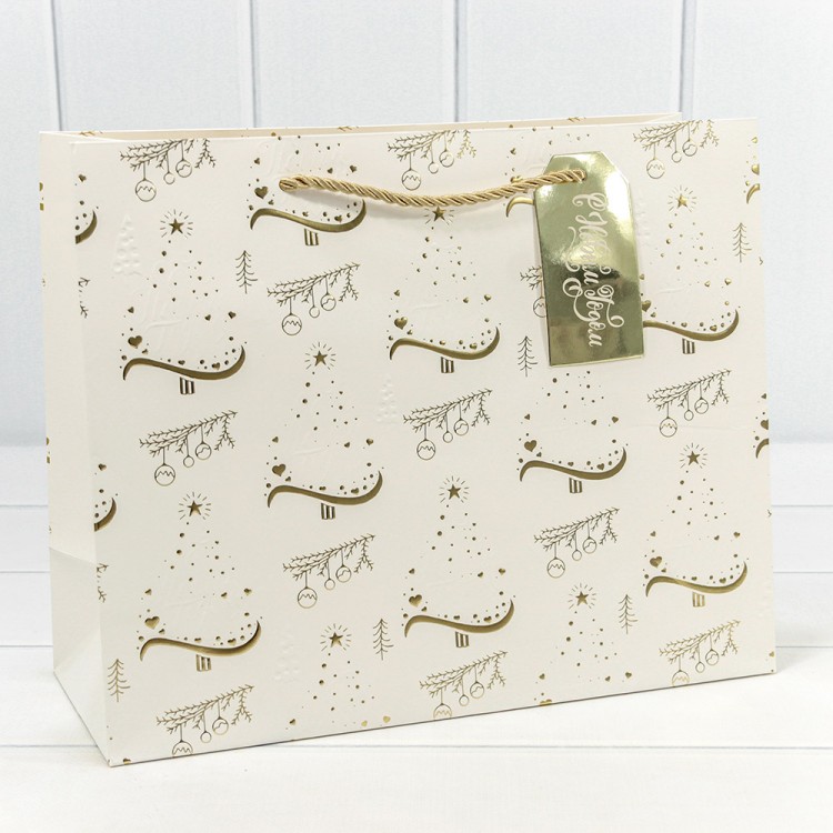 300382CA Пакет подарочный с тиснением "Новый год" (микс) 32*26*13 210г 1/20 1/120