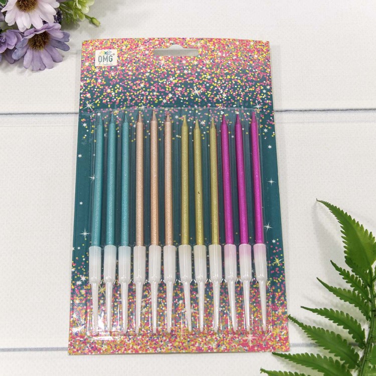 20010-7 Свечи для торта набор (12 шт.) 10,5см (микс) 1/24 1/288