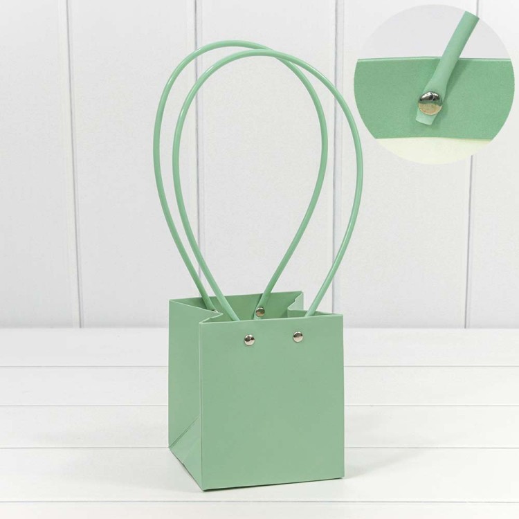 000171F/10 Пакет подарочный "Ваза для цветов" 13*11,5*11,5 Бледно-зелёный 1/10 1/150