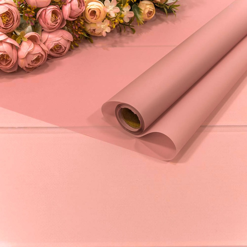 1657/3572 Плёнка 0,58*10м 280г матовая однотонная 55мкм Умеренный розовый 1/30