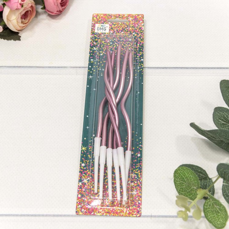 20010-27/1 Свечи для торта набор (6 шт.) 13см "Спираль" Розовый 1/12 1/240