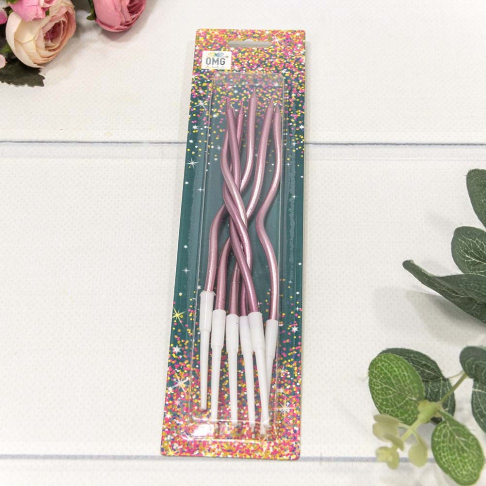 20010-27/1 Свечи для торта набор (6 шт.) 13см "Спираль" Розовый 1/12 1/240 20010-27/1 Свечи для торта набор (6 шт.) 13см "Спираль" Розовый 1/12 1/240