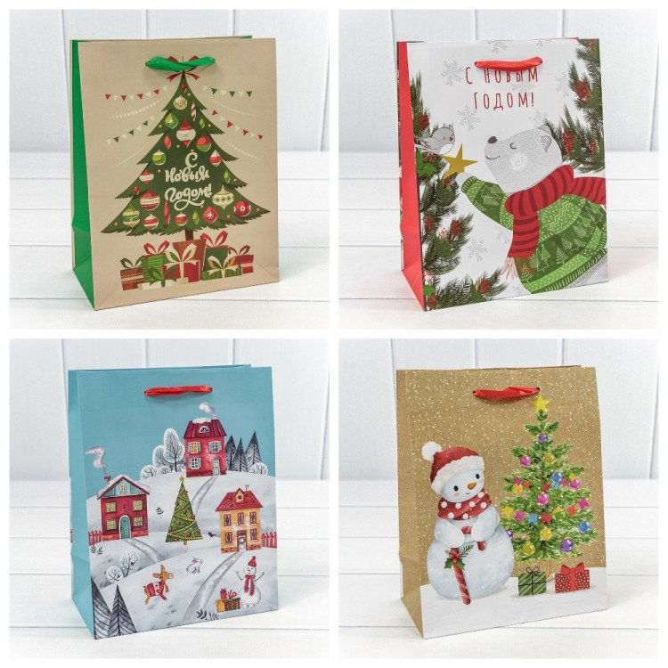 300430E Пакет подарочный "Новый год" (микс 430) 18*23*10 128г 1/20 1/480