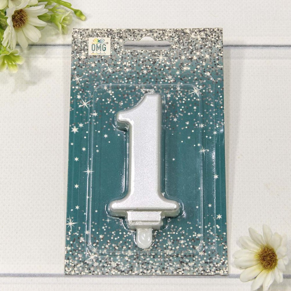 20010-71/1 Свеча для торта Цифра 1 "Гигант" 8см Серебряный 1/12 1/288 20010-71/1 Свеча для торта Цифра 1 "Гигант" 8см Серебряный 1/12 1/288