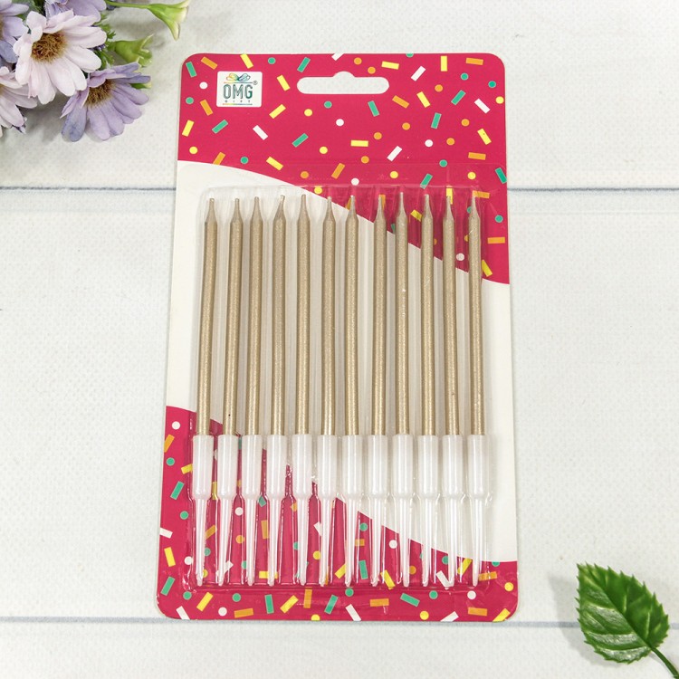 20010-7/1 Свечи для торта набор (12 шт.) 10,5см Золотой 1/24 1/288