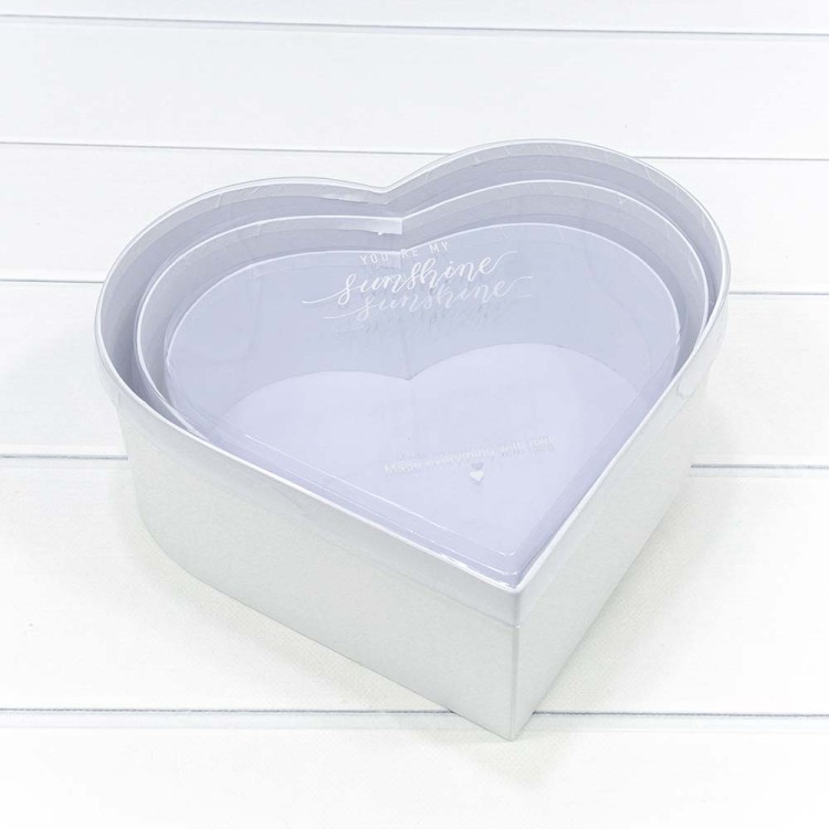 7209825/1 Коробки "Сердце" Набор 1/3 28*25,2*11 с прозрачной крышкой Белый 1/12