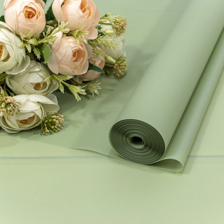 90057/2404 Плёнка 0,59*34м 900г матовая однотонная 55мкм Бледно-зелёный-2404 1/6 1/12