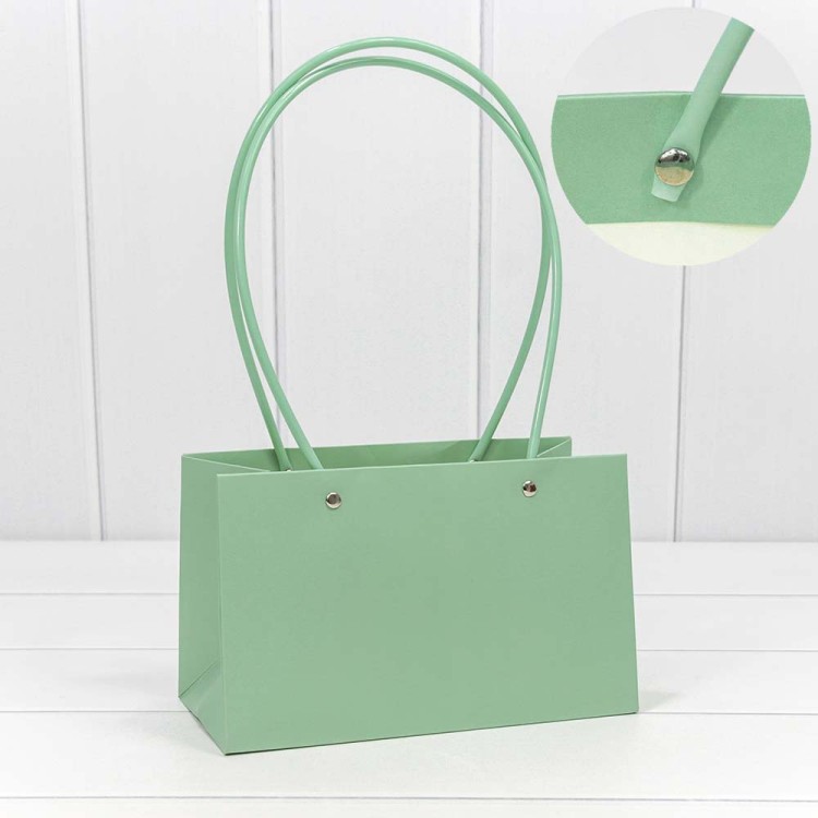 000171EA/10 Пакет подарочный "Ваза для цветов" 22*13,5*10,5 Бледно-зелёный 1/10 1/120