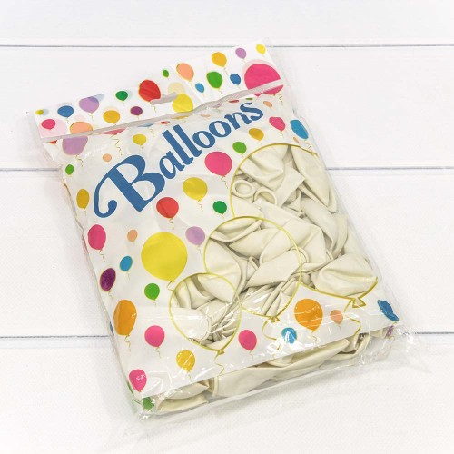 12200/7 Шарики воздушные из латекса "Пастель" 10"/25см (100 шт.) 2,2г Белый 1/70 