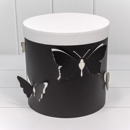 720901/1 Набор коробок 1/3 цилиндр 21,5*21,5 см Бабочки чёрный 1/18
