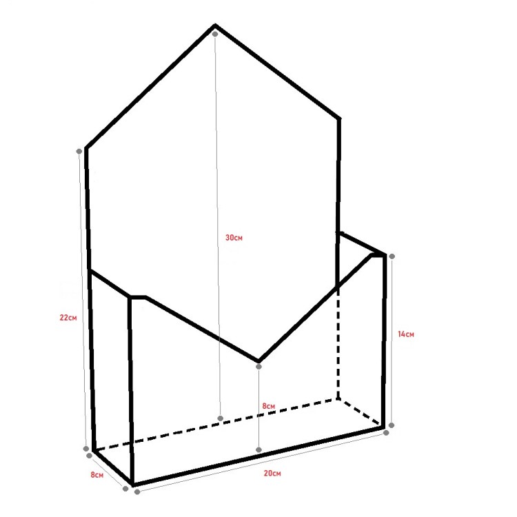 300399/20 Коробка "Конверт" 20*30*8 сборная "Линии" Красно-коричневый 1/10 1/180