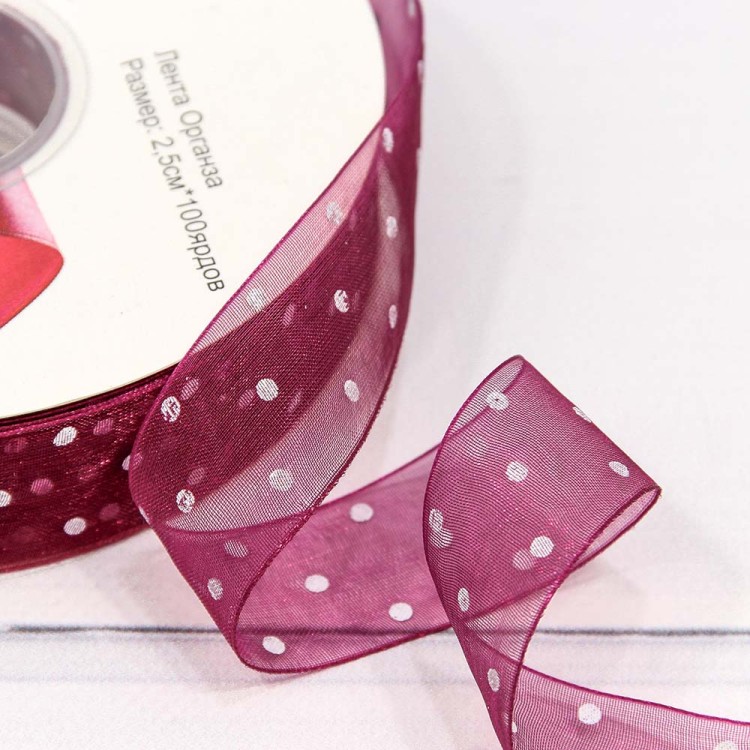 569-25/BK01 Лента Органза 2,5см*100ярд Пурпурно-фиолетовый 1/13 1/52