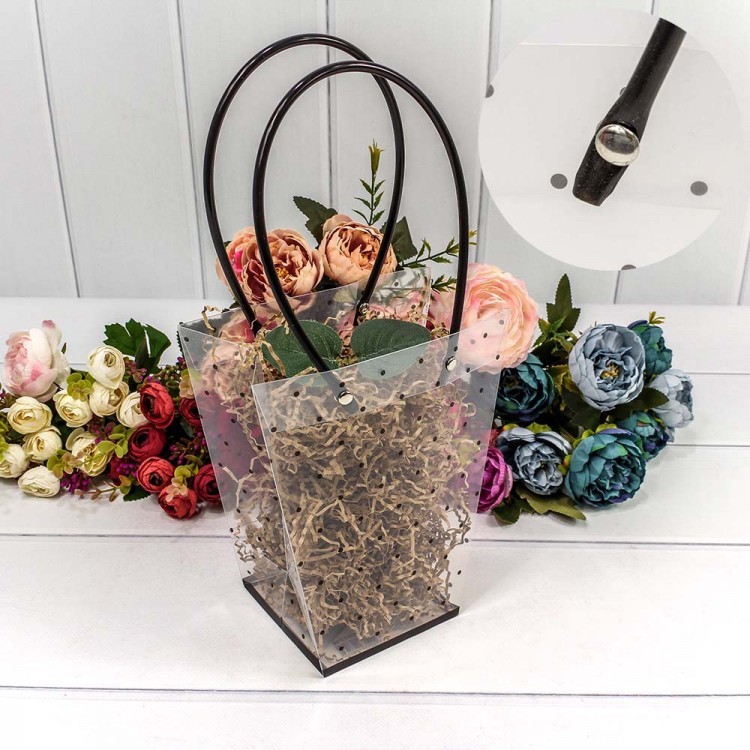 000173H/1 Пакет пластиковый "Ваза для цветов" Чёрный 12,5*12*8 1/10 1/400