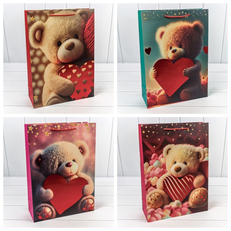 000315A Пакет подарочный с тиснением "Мишки" (микс 315) 30*41,5*12 210г 1/20 1/120