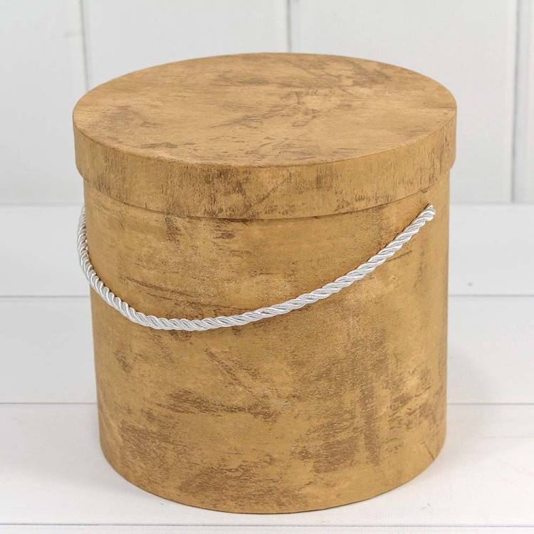 7201360/2 Набор коробок 1/3 цилиндр из дизайнерской бумаги 18,3*17,2 см жёлто-коричневый 1/27