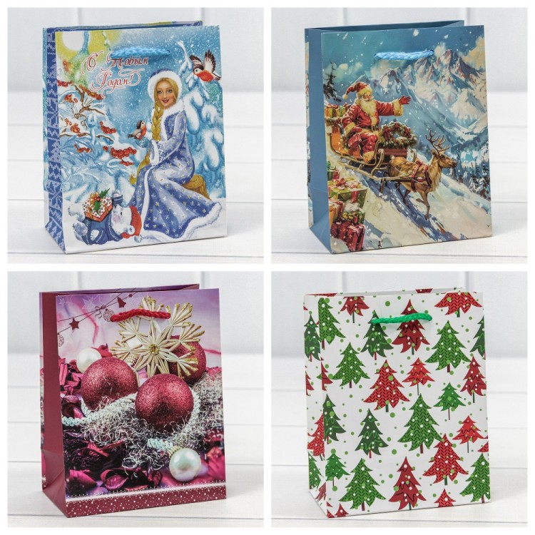 300431H Пакет подарочный "Новый год" (микс 431) 12*15*6,7 128г 1/20 1/600