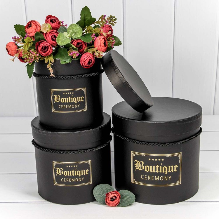 720195/2 Коробки Цилиндр Набор 1/3 18,3*17,2 "Boutique" Чёрный 1/12