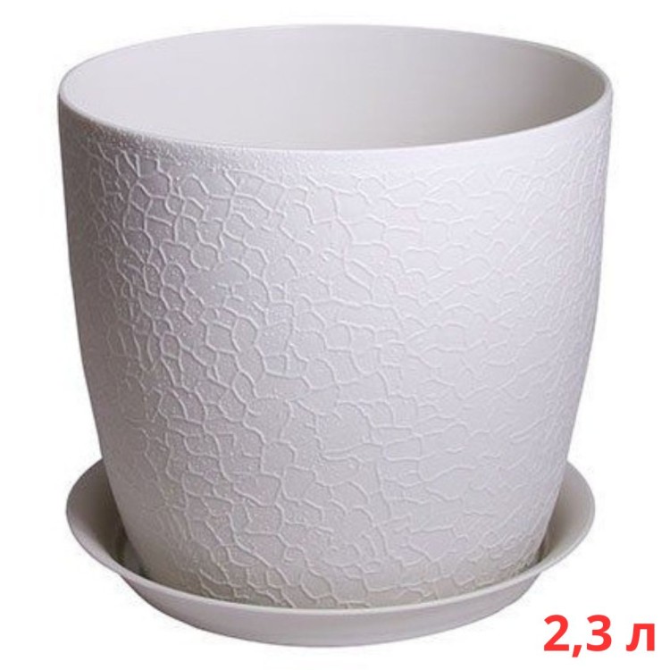 М3096/1 Кашпо ВЕРОНА D160мм 2,3л с подставкой белый ротанг