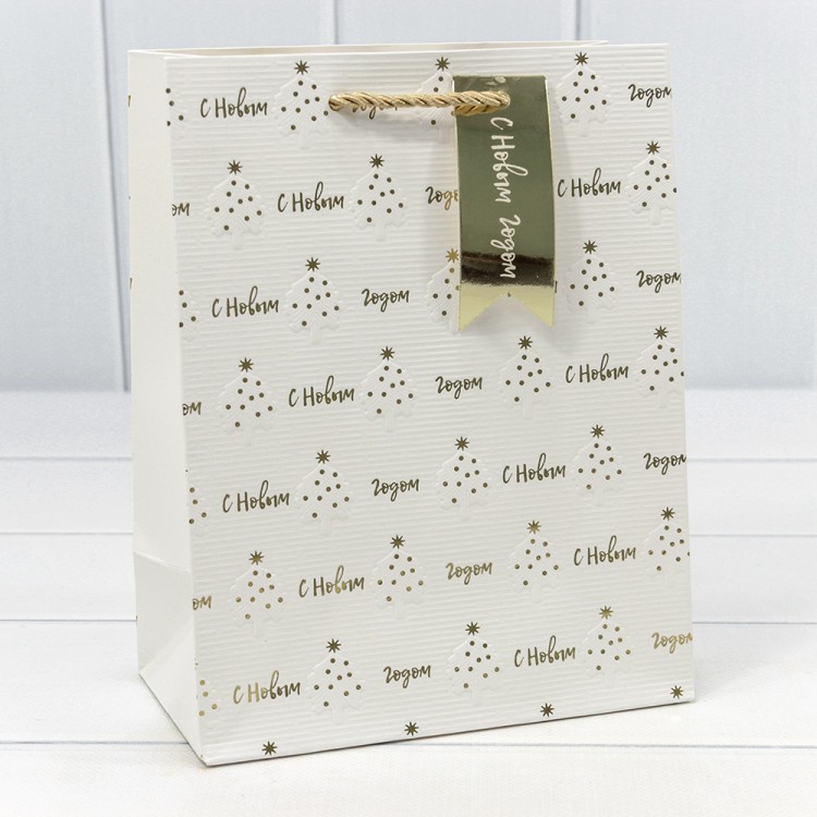 300382E Пакет подарочный с тиснением "Новый год" (микс) 18*23*10 210г 1/20 1/360