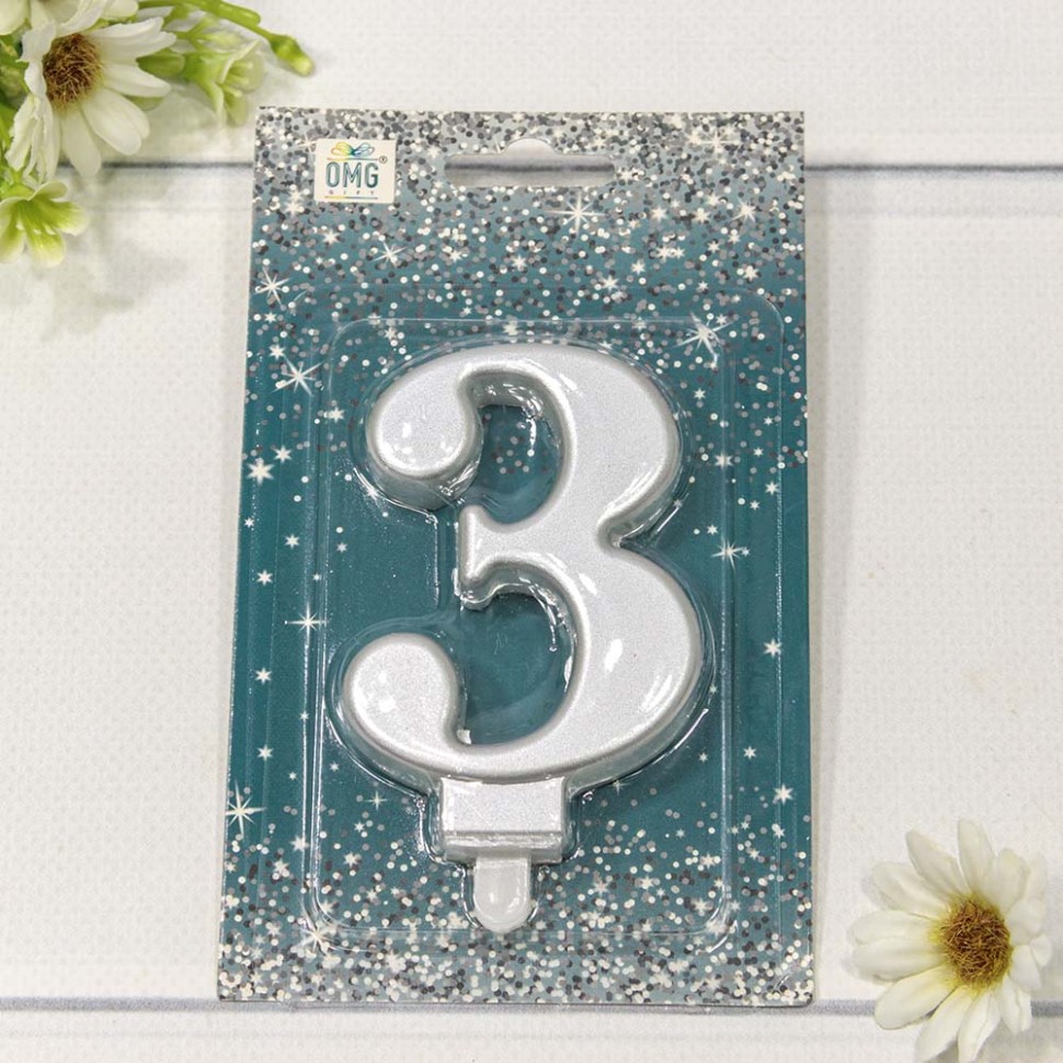 20010-71/3 Свеча для торта Цифра 3 "Гигант" 8см Серебряный 1/12 1/288 20010-71/3 Свеча для торта Цифра 3 "Гигант" 8см Серебряный 1/12 1/288